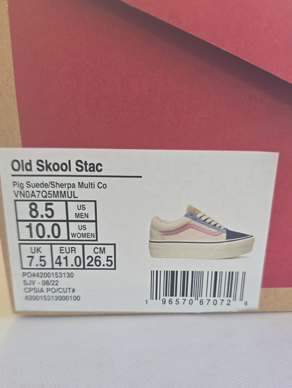 Vans Old Skool Stac Beige Pink Navy Suede Sneaker